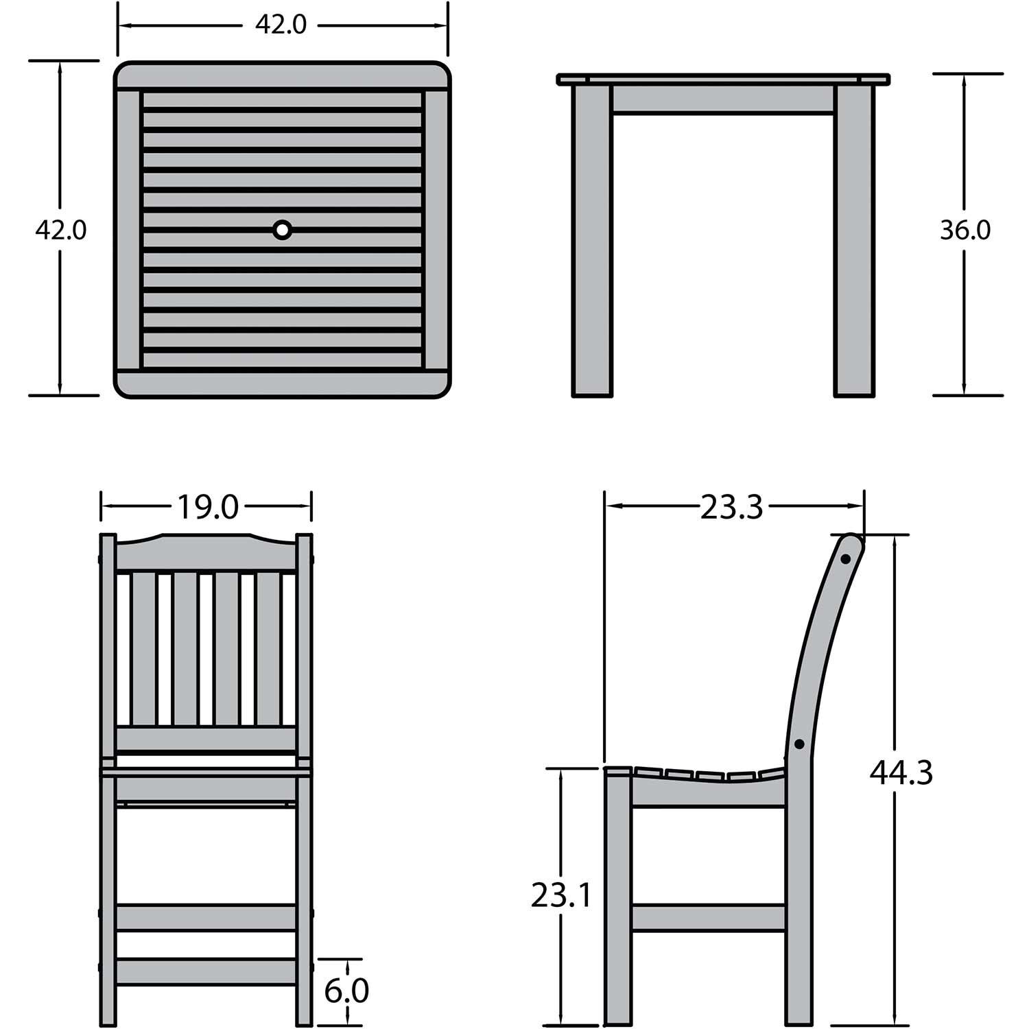 Lakeview Hart Lane 5 Piece Square Counter Height Dining Set - Rustic Red - Dimensional thumbnail