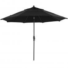 Treasure Garden 11 Ft. Octagonal Aluminum Auto Tilt Patio Umbrella W/ Crank Lift & Double Vent - Black Frame / Sunbrella Canvas Black Canopy