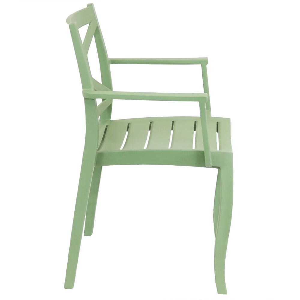 Ultimate Patio Spring Green Plastic Outdoor Arm Chair - Side View thumbnail