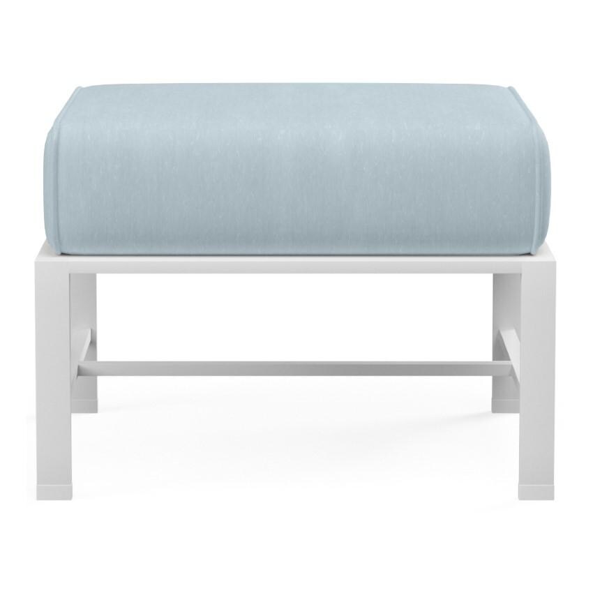 Bristol Aluminum Ottoman in White/Canvas Skyline by Sunset West