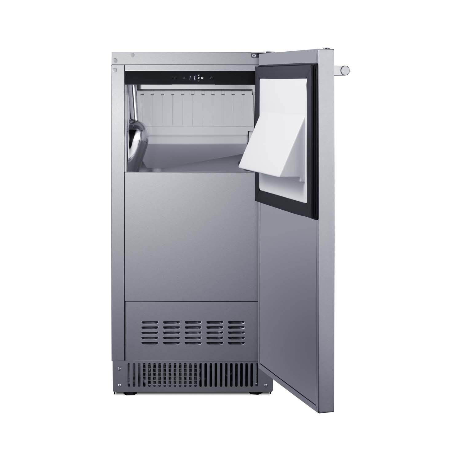 Summit BIM63OSADA 68 Lb. Right Hinge Outdoor ADA Compliant Clear Icemaker - Door Open - White Background thumbnail