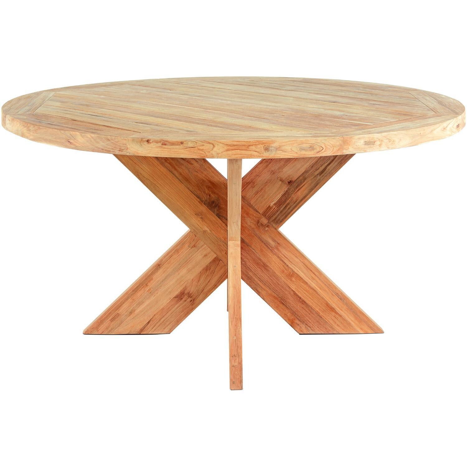 Wood Grove 6 Seat Reclaimed Teak 59 Inch Round Dining Table By Lakeview - White Background thumbnail