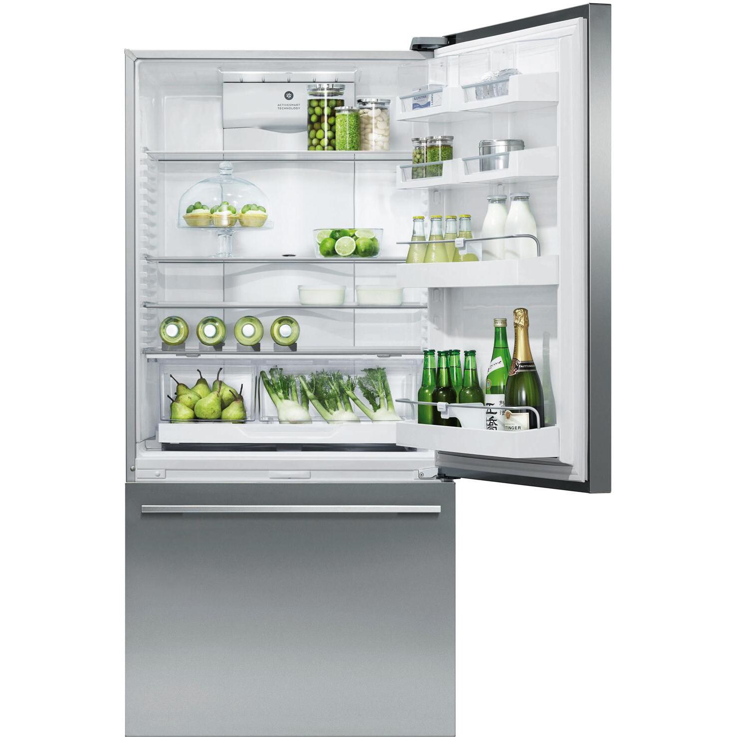 Fisher Paykel 17.1 Cu. Ft. Bottom Freezer Counter Depth Refrigerator W/ RH Flat Door - Stainless Steel - RF170WDRX5 - Open Door thumbnail