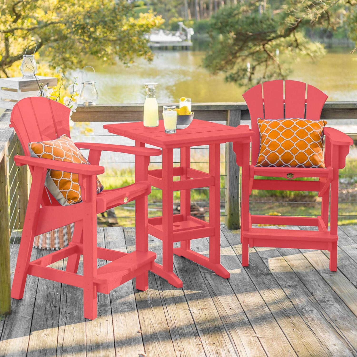 Pawleys Island Sunrise 3 Piece Poly Lumber Patio Counter Height Bar Set ...