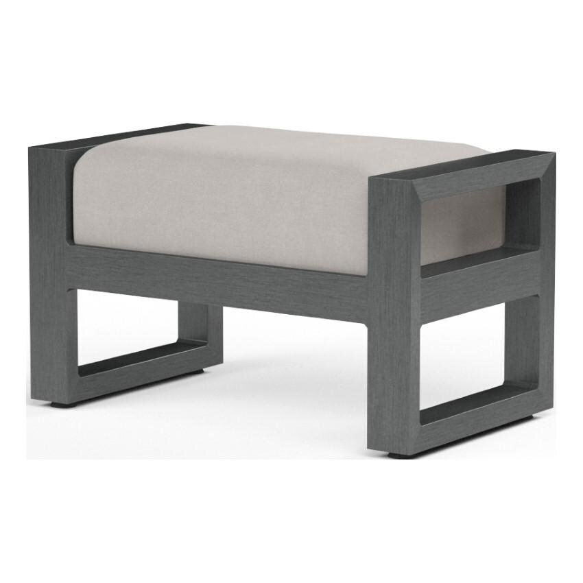 Redondo Aluminum Ottoman w/ No Welt in Slate/Canvas Natural by Sunset West - White Background thumbnail