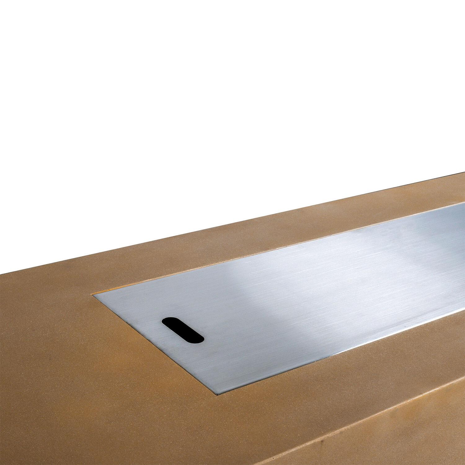 Glenwood 72-in Rectangular Concrete Propane Fire Pit in Sand by Lakeview Outdoor Designs - Burner Lid - Detail thumbnail