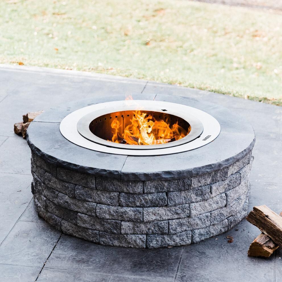 Breeo BR-IN24RD X Series 24 Inch Stainless Steel Round Insert Ring - Angled View - Lifestyle thumbnail