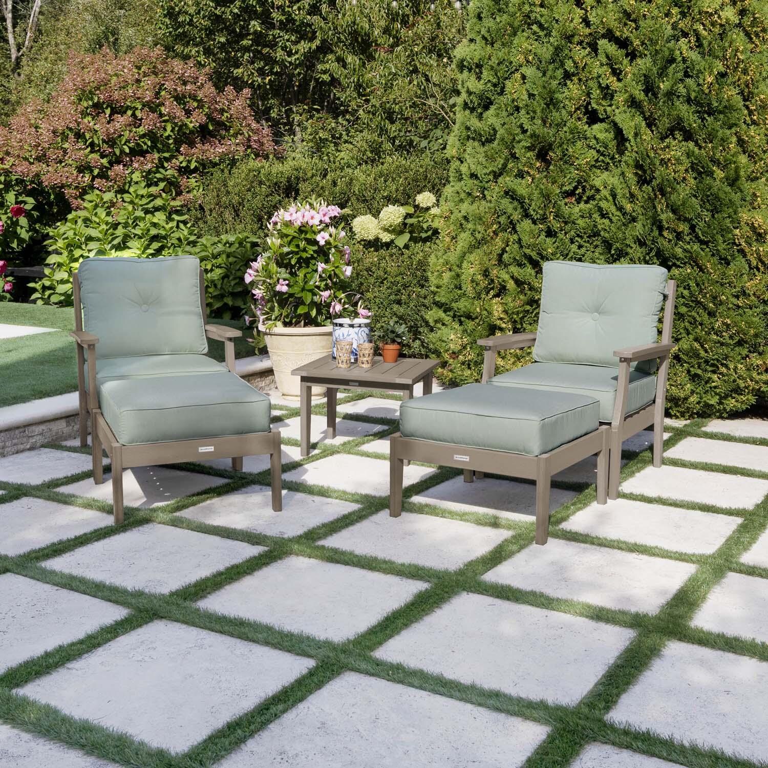 Blushing Bay 5 Pc Recycled Plastic Seating Set in Canvas Seasalt/Woodland Brown by Lakeview Outdoor Designs