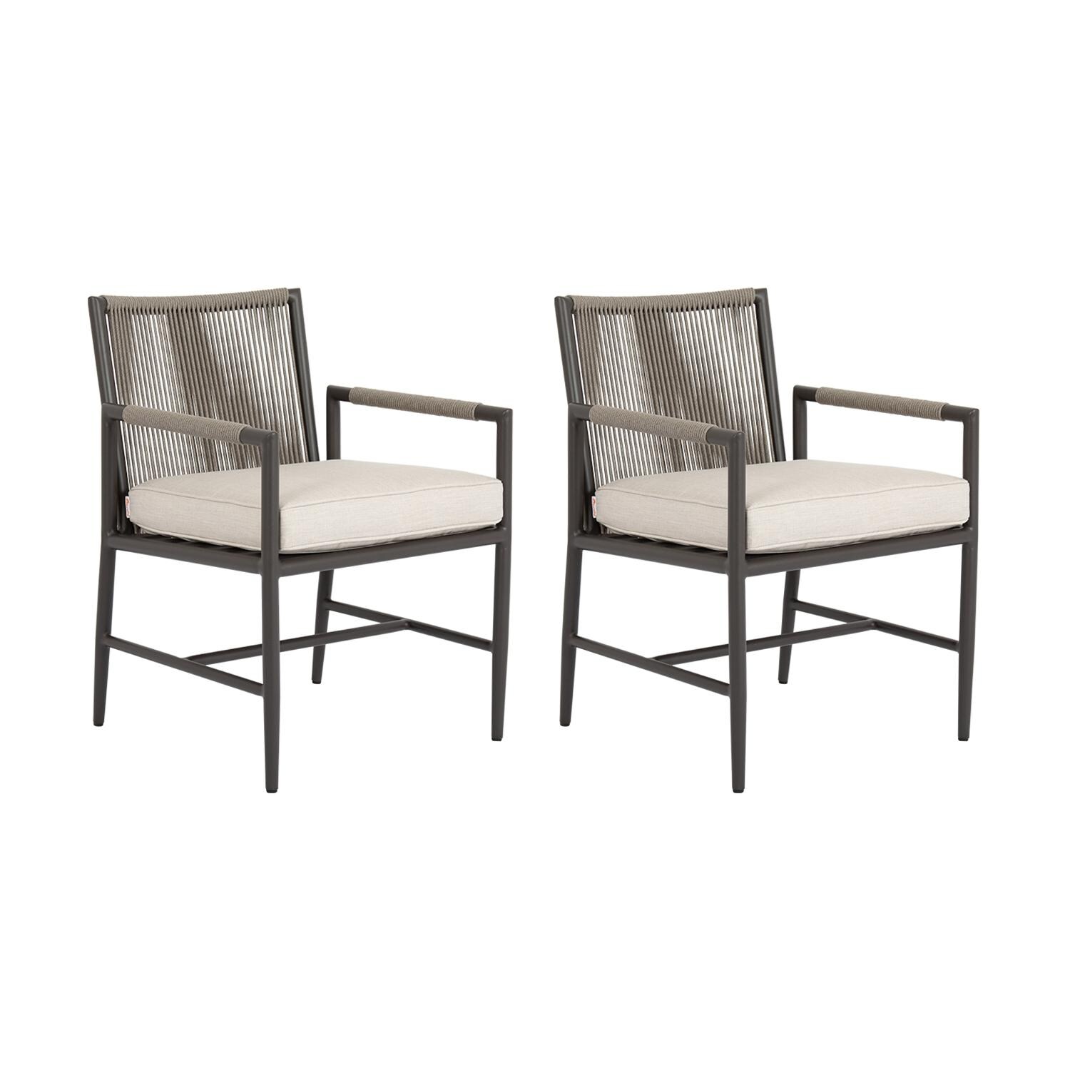 Sunset West - 4601-1-57005 (2) - Pietra 2 Piece Rope & Aluminum Patio Dining Chair Set W/ Sunbrella Echo Ash Cushions thumbnail