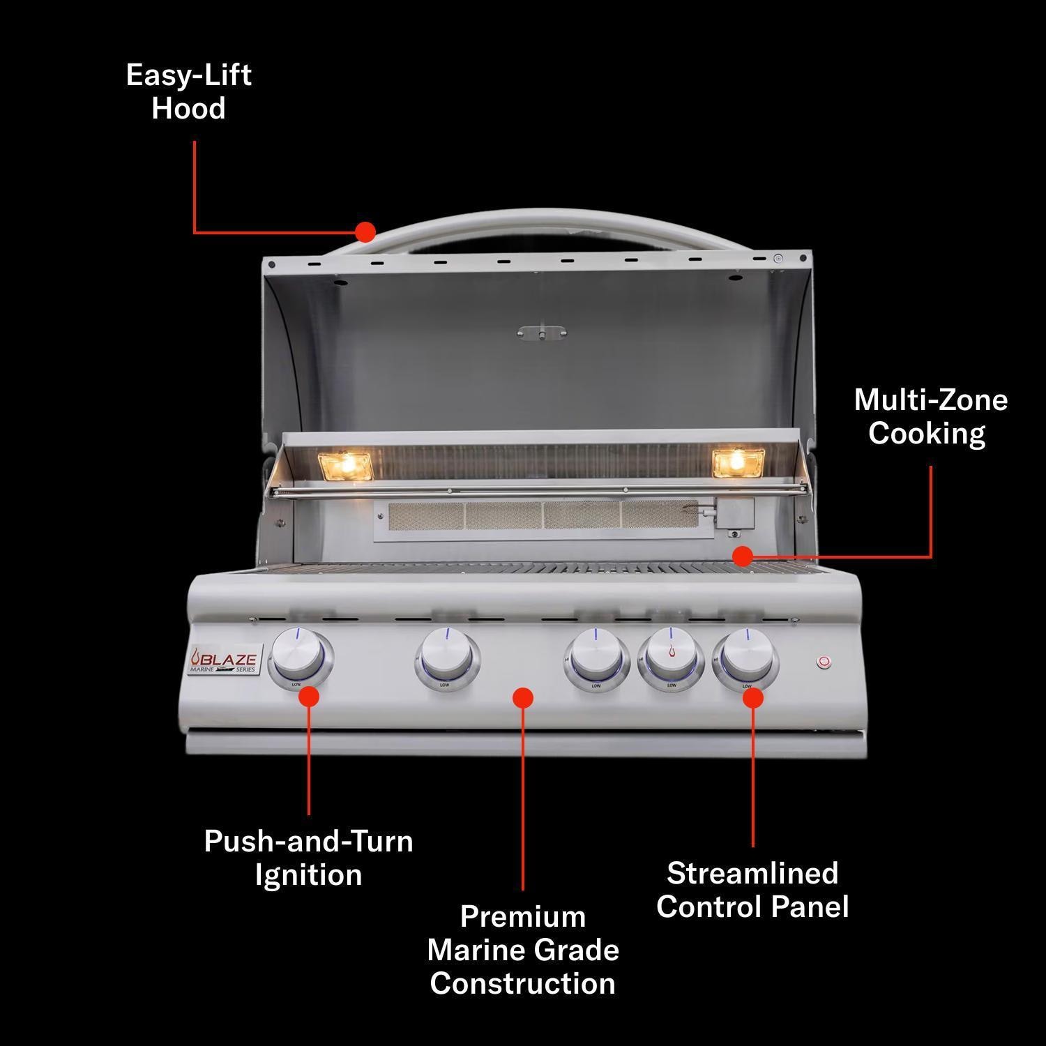 Blaze BLZ-4LTE3MG-LP Marine Grade Freestanding Propane Grill - Grill Anatomy - Detail thumbnail