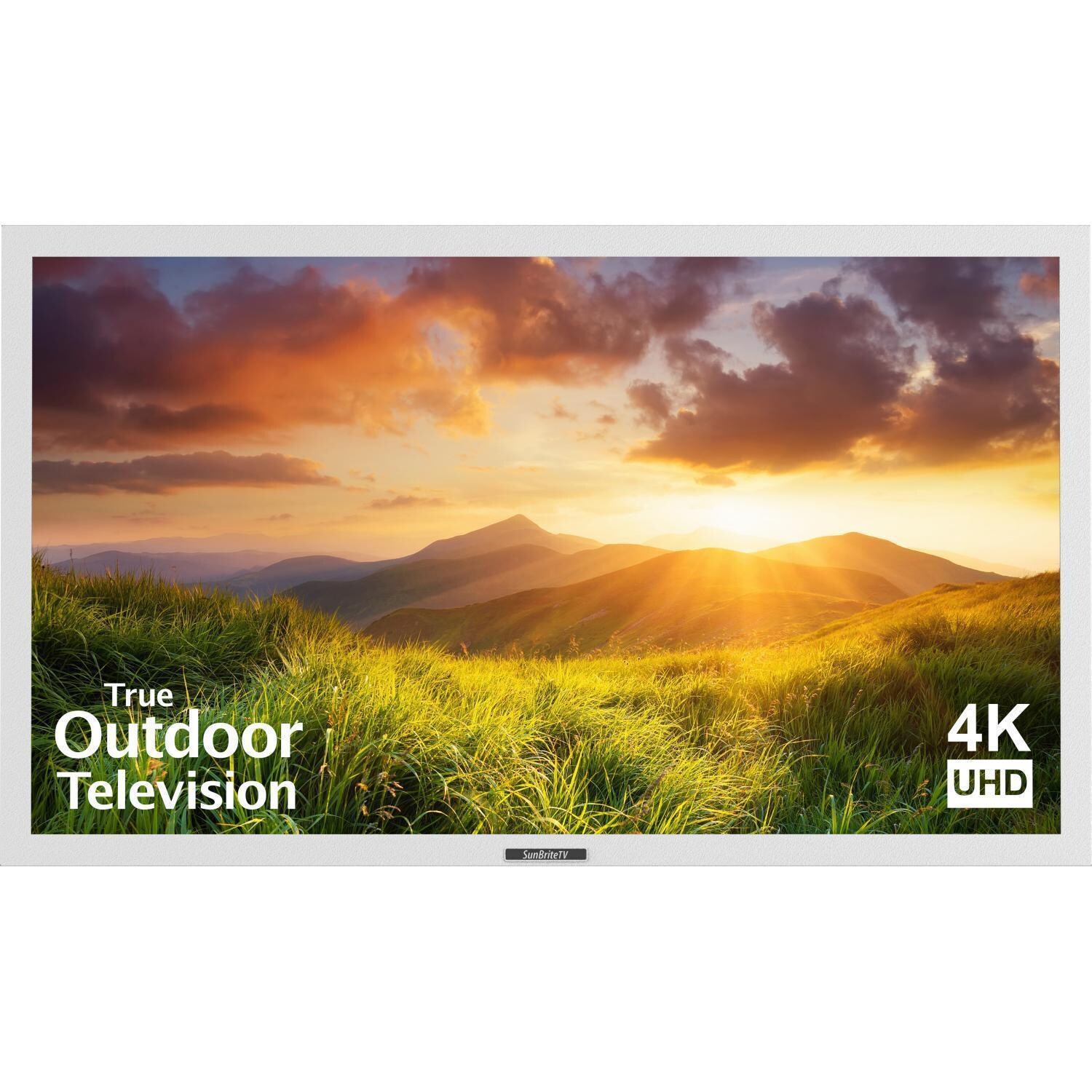 SunBriteTV Signature Series 55 Inch 4K LED Outdoor UHDTV - White - SB-S-55-4K-WH W/ Soundbar
