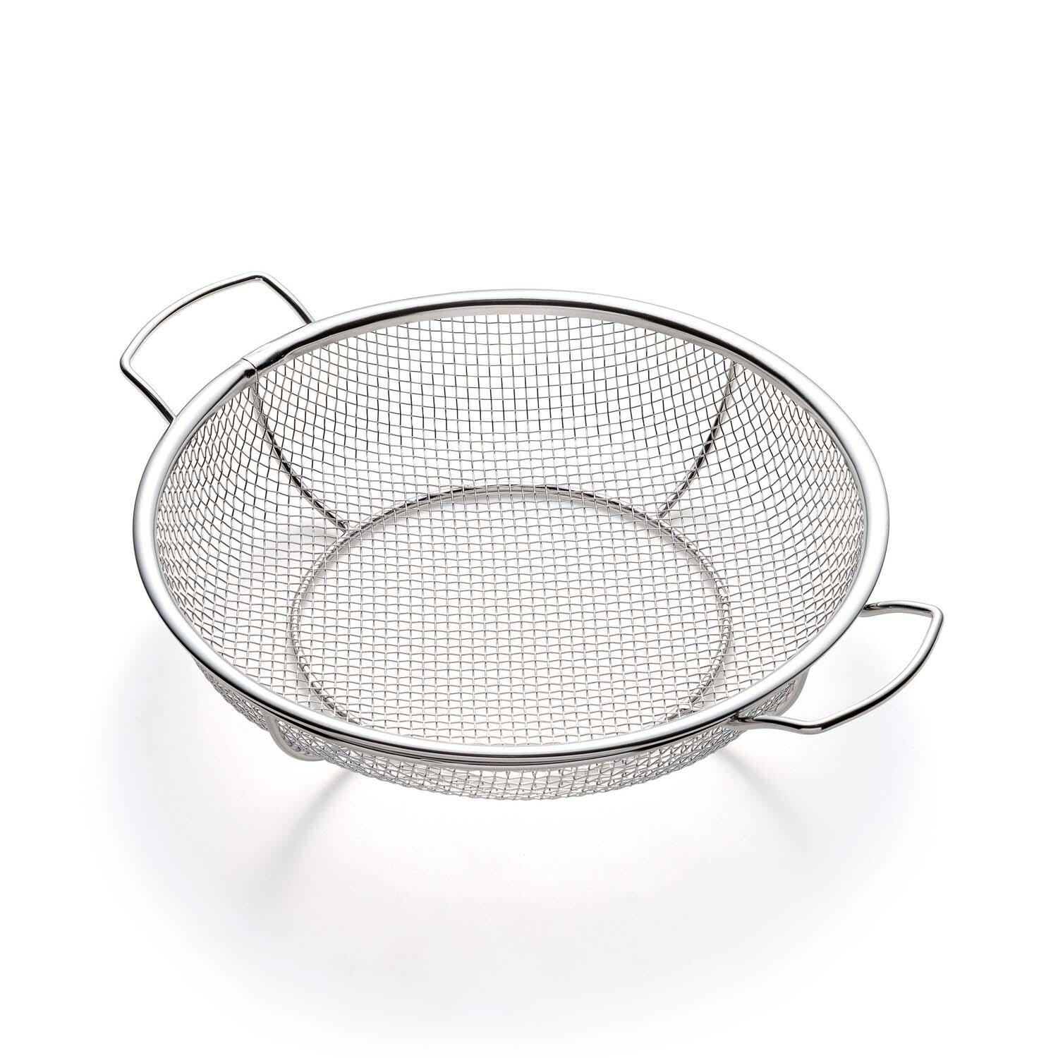 Outset Stainless Steel Round Shallow Grill Basket - 76518