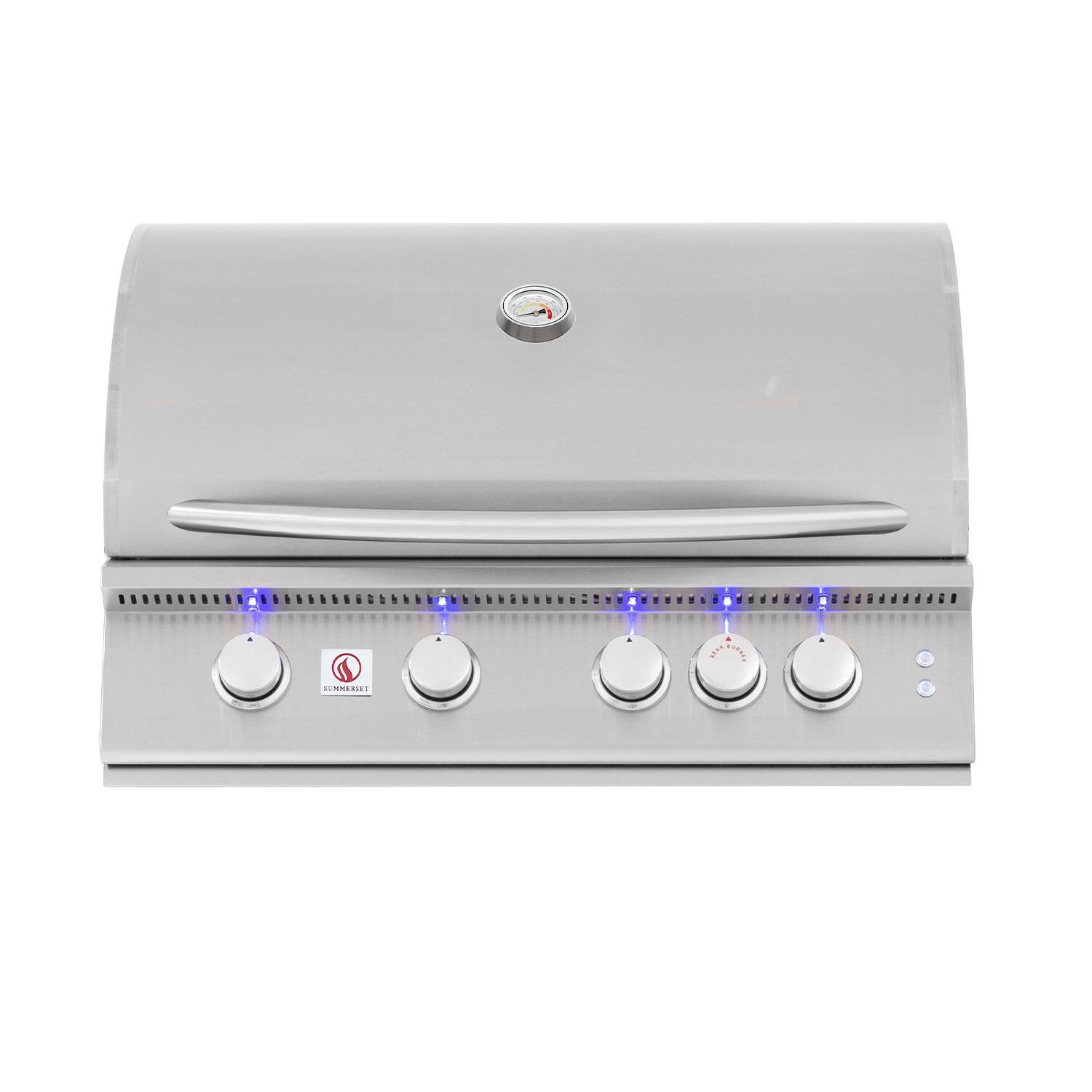 Summerset SZRPRO40 Sizzler Pro 40-in 5 Burner Built-In Natural Gas Grill w/ Rear Infrared Burner - Hood Closed - White Background thumbnail