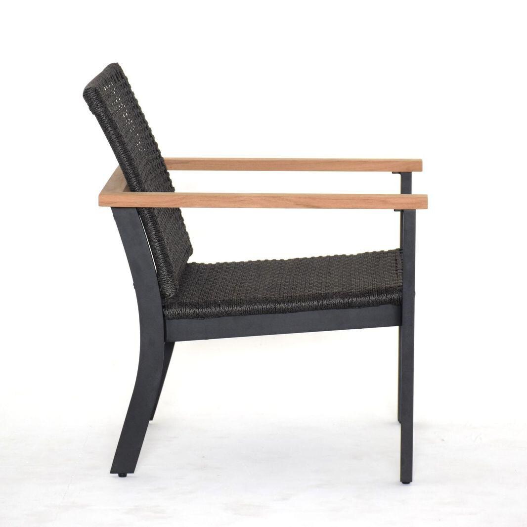 Royal Teak Collection NAP3S Naples 2 Person Woven Rope Sofa in Black - Side 2 - White Background thumbnail