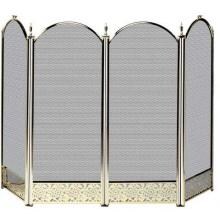 UniFlame 52-Inch 4 Fold Polished Brass Fireplace Screen With Decorative Filigree - S-2115 image
