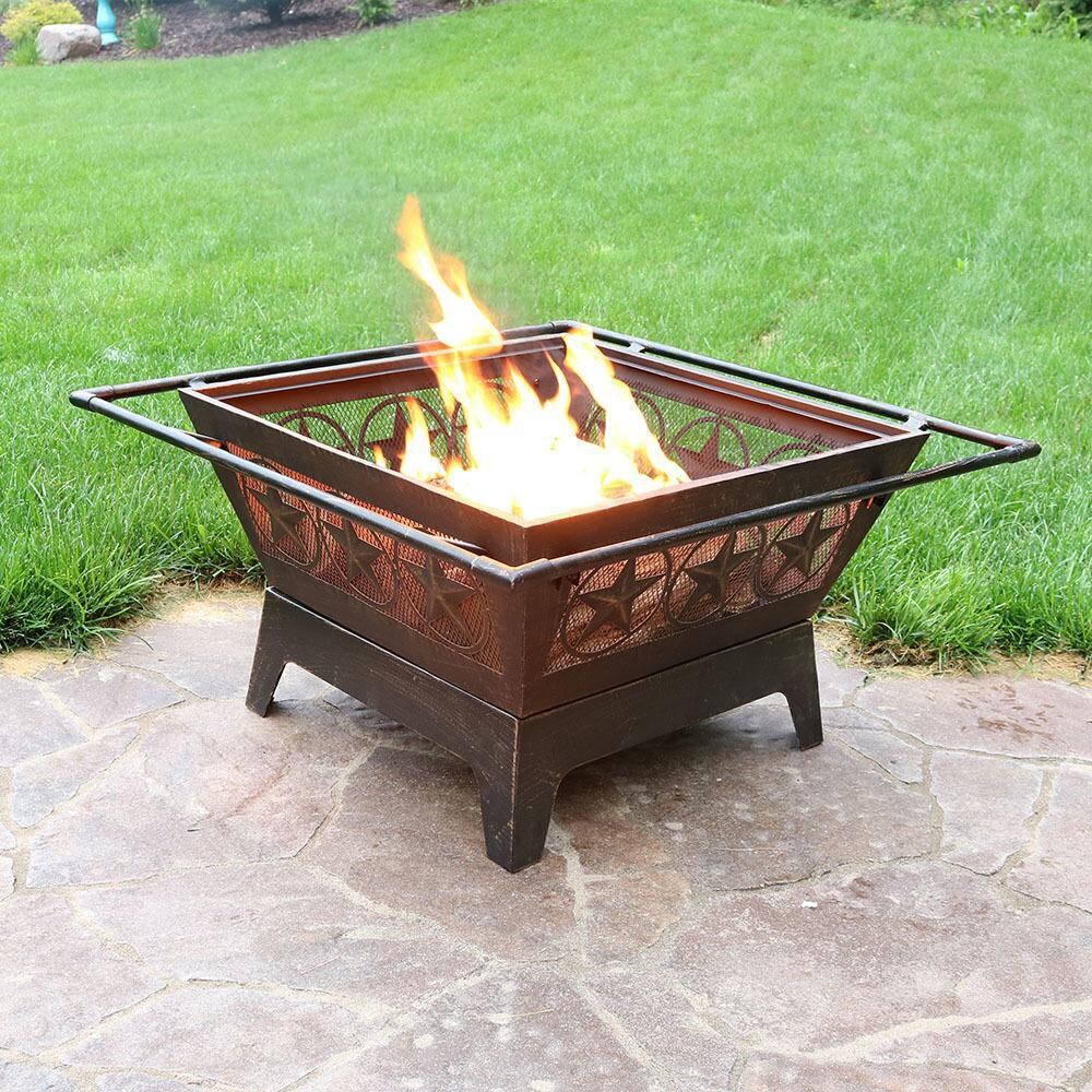 Galaxy 32 Inch Square Steel Wood-Burning Fire Pit in Bronze by Ultimate Patio