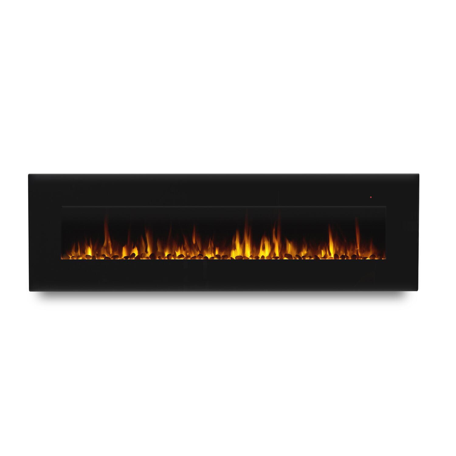 Real Flame 1360E-BK Corretto 72-Inch Wall Mount Electric Fireplace - Black - White Rock - Orange Flame thumbnail