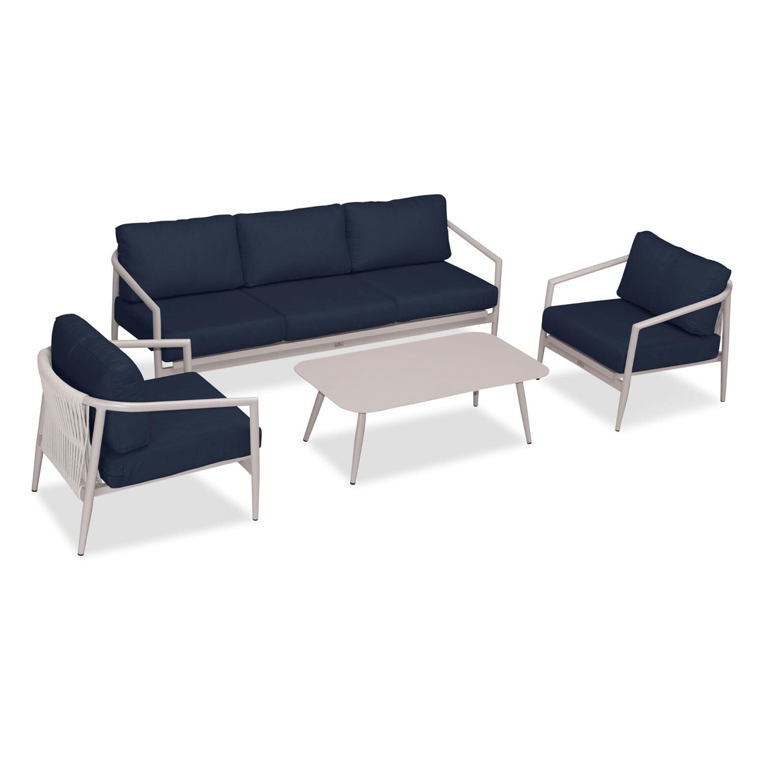 Lakeview Midnight Cove 4 Pc Aluminum Sofa Seating Set in Urban Stone/Carrera/Spectrum Indigo - Top - White Background thumbnail