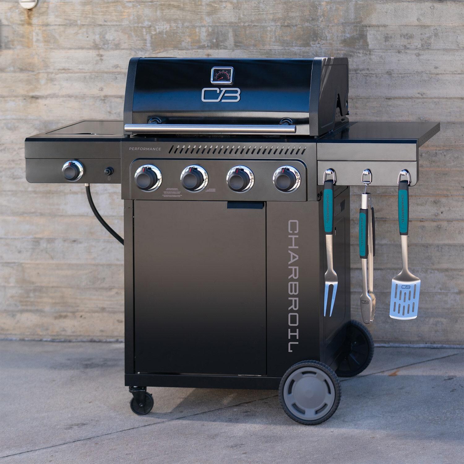 Charbroil 463348525 Performance Series 4-Burner Propane Grill Cabinet W/ Side Burner - Black - Lifestyle thumbnail