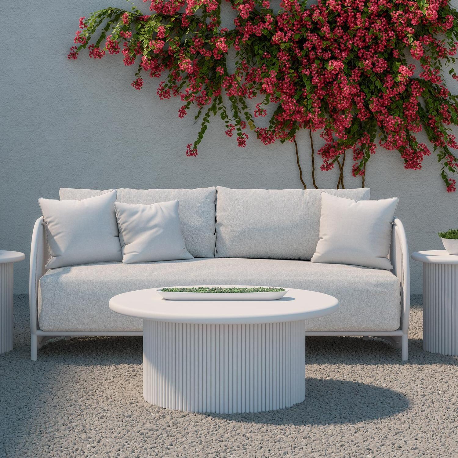 Azzurro Living PMA-A17CT Palma 40 Inch White Aluminum Coffee Table - Shown With Set (Not Included) - Lifestyle thumbnail