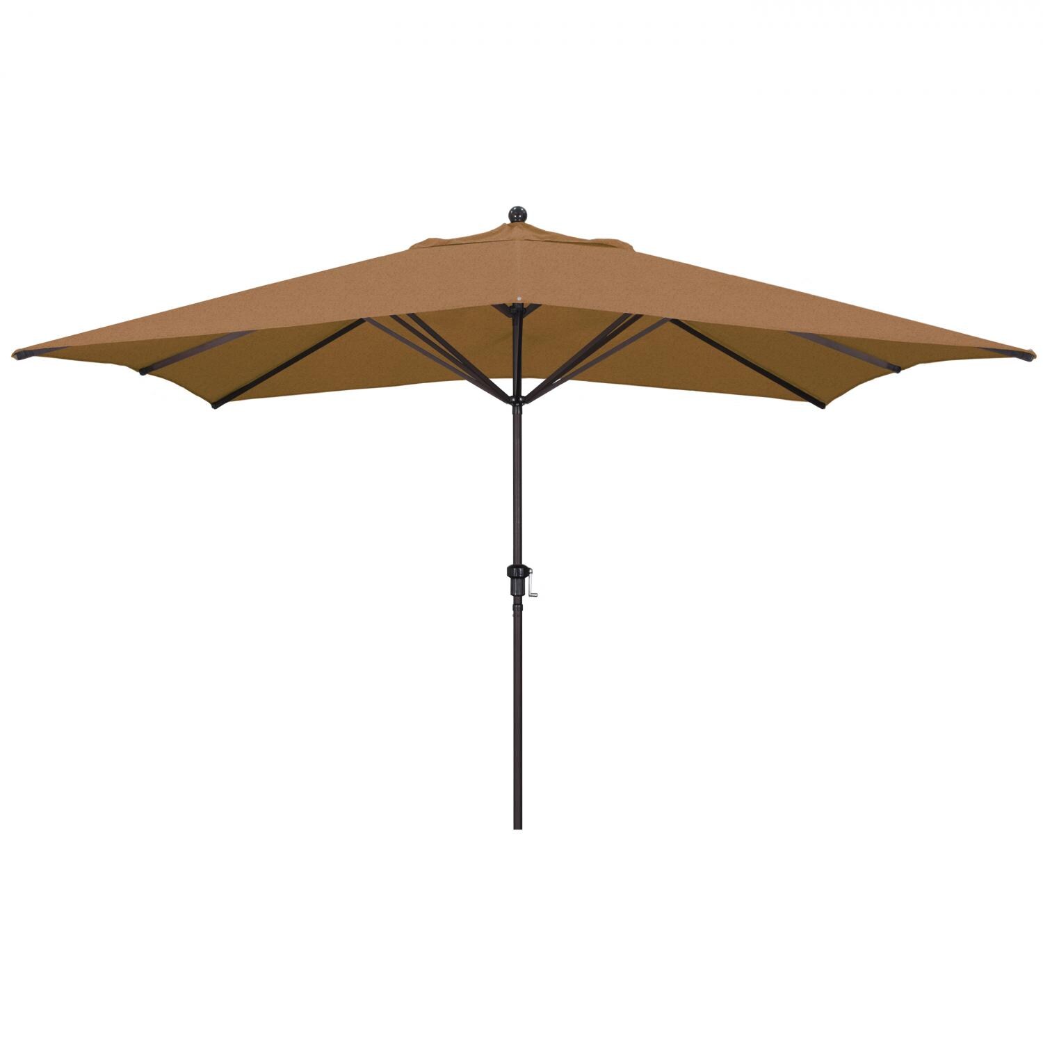 California Umbrella 8 X 11 Ft Rectangular Aluminum Patio Umbrella W Crank Lift Aluminum Ribs Bronze Frame Sunbrella Canvas Teak Canopy Bbqguys