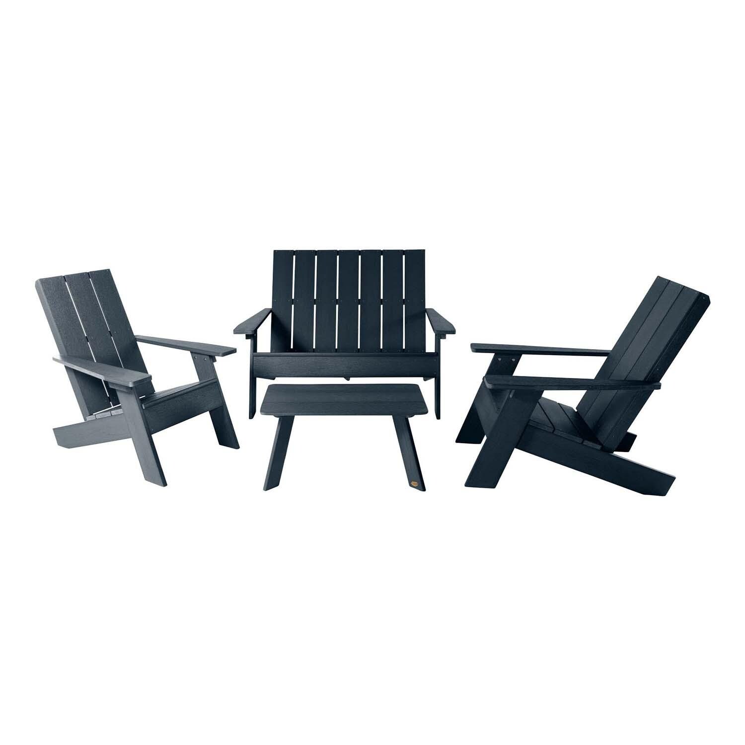 Classical Cove 4 Pc Set Polyresin Seating Set in Federal Blue By Lakeview Outdoor Designs - White Background thumbnail