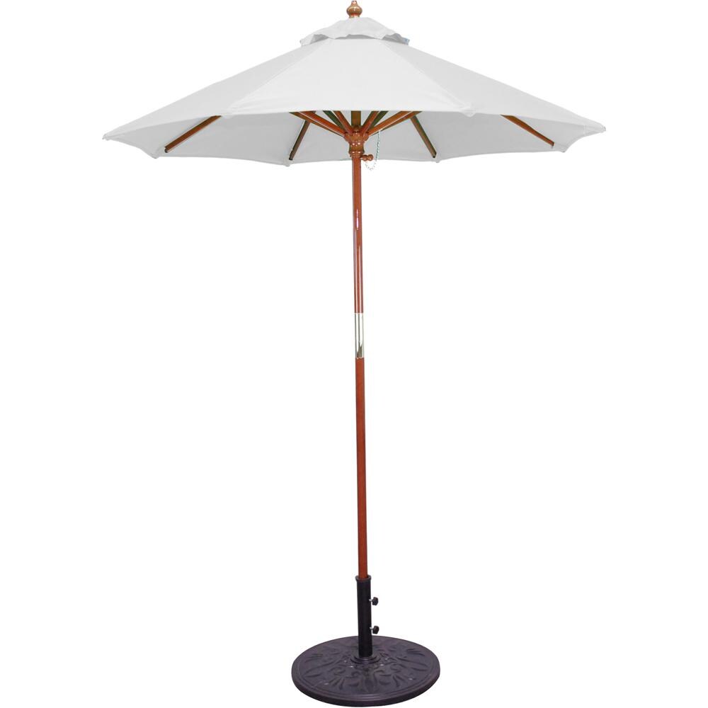 Galtech 6 Ft. Octagonal Hardwood Patio Market Umbrella W/ Push Lift - Dark Wood W/ Sunbrella Canvas Canvas Canopy