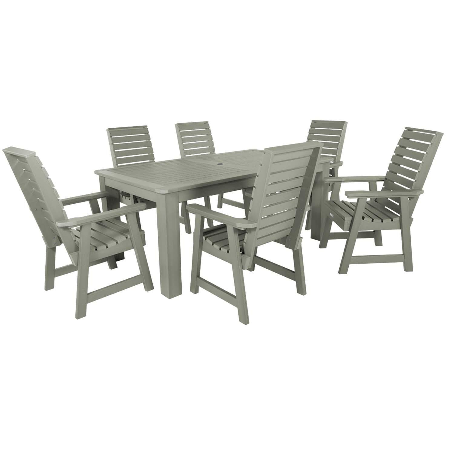 Elm Pointe 7 Pc Rectangular Dining Set in Eucalyptus By Lakeview Outdoor Designs - White Background thumbnail