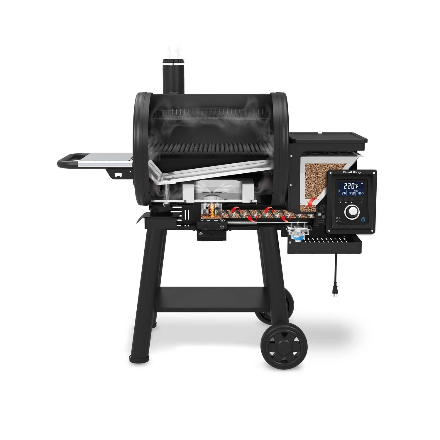 Broil King 495051 Regal 400 Wi-Fi & Bluetooth Controlled 26-in Pellet Grill - Split View - White Background thumbnail