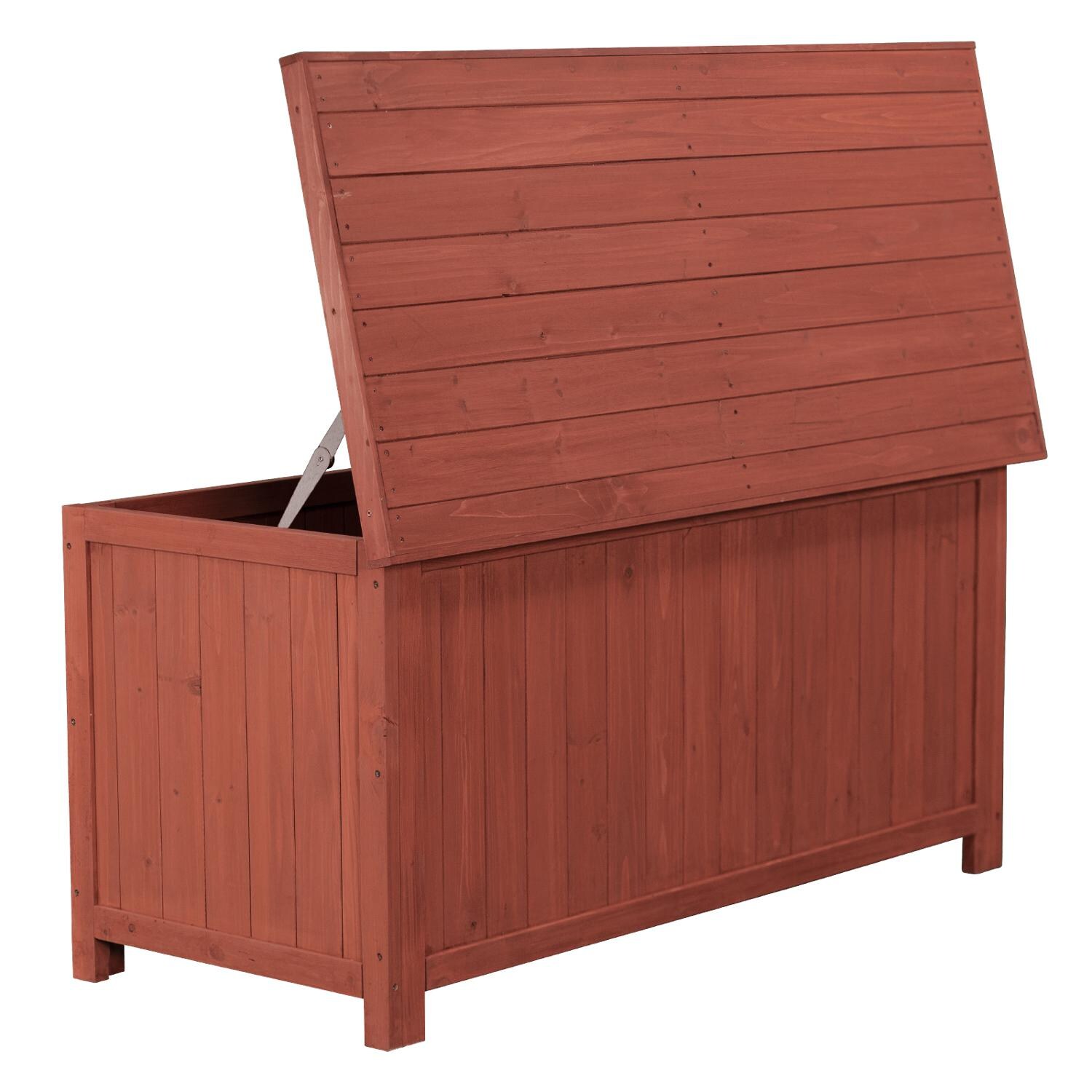 Leisure Season 50 X 22 Wood Outdoor Deck Storage Box - Back View Open thumbnail