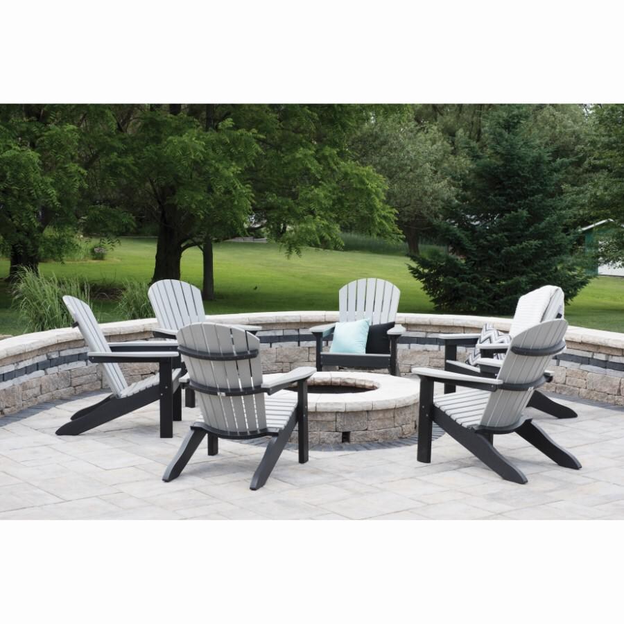 Berlin Gardens Comfo Back Stationary Adirondack Chair - Weatherwood on Chocolate Brown - Lifestyle - Shown Circling Fire Pit in Alternate Color thumbnail