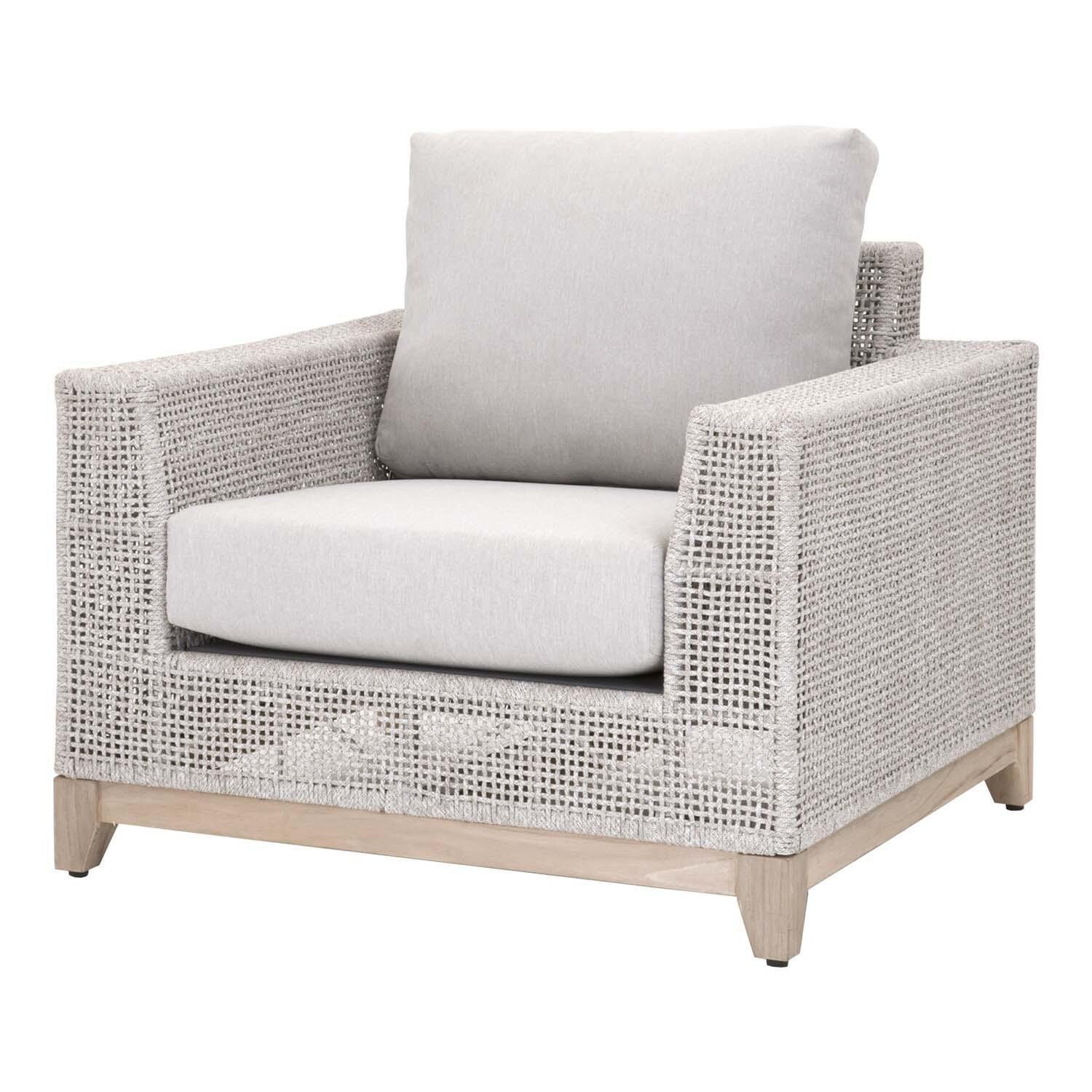 Lakeview Ranch Pointe Woven Rope Sofa Chair in Taupe & White - Angled View thumbnail