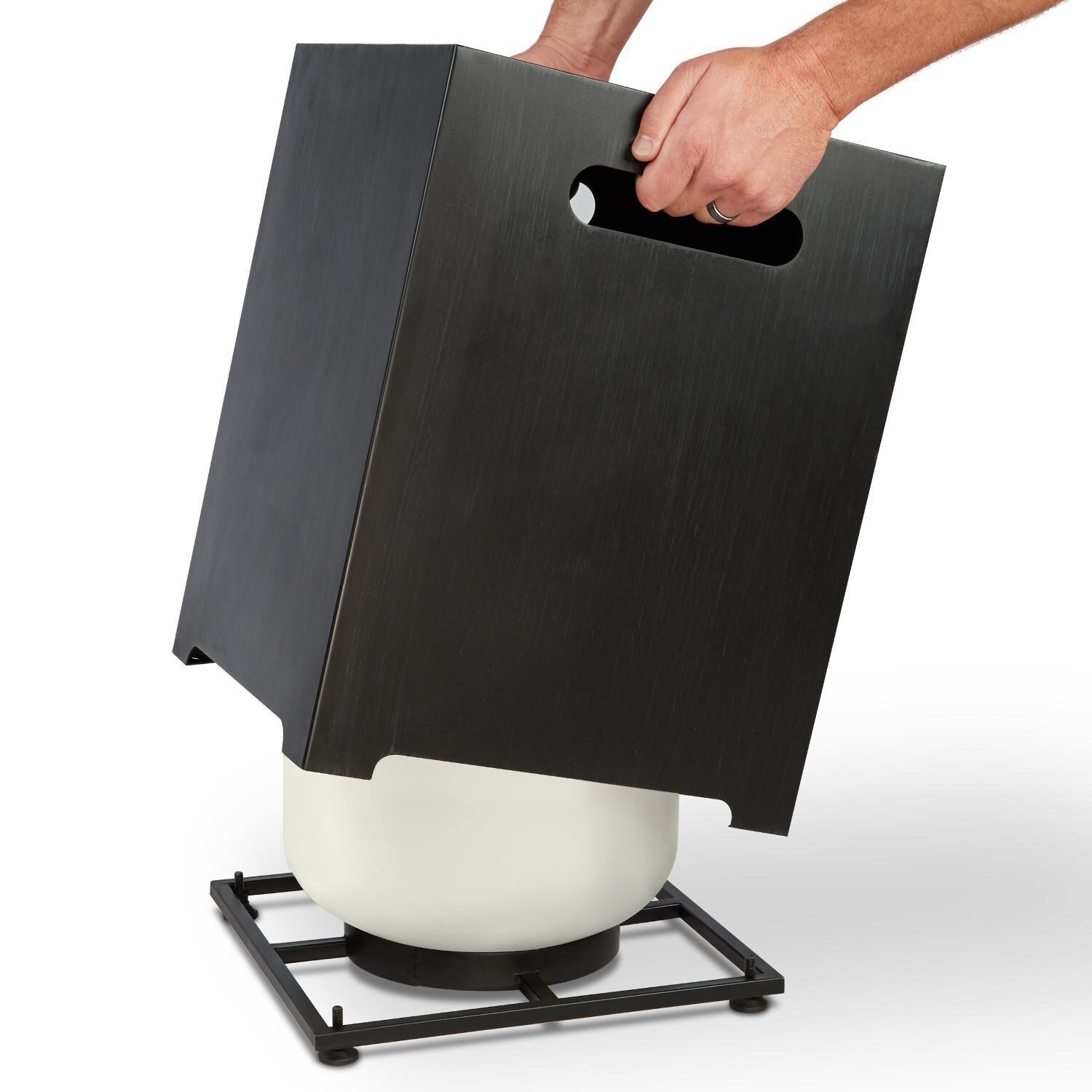 Lakeview Outdoor Designs SC-T0025-SW4 Du Monde Square Steel Gray Propane Tank Cover - Demonstration thumbnail