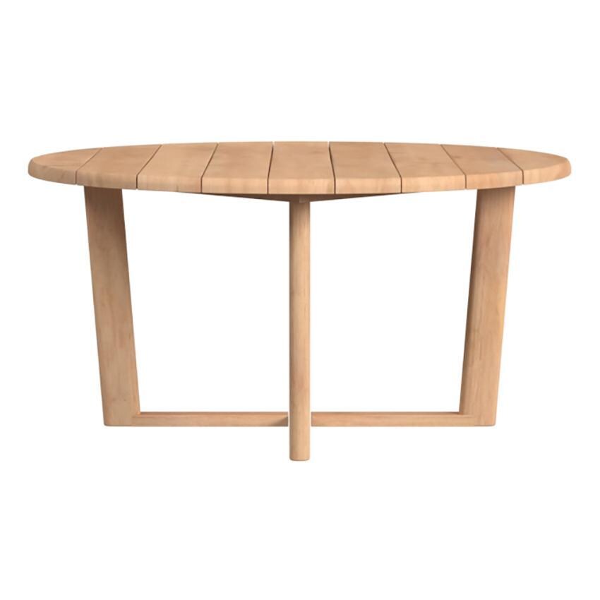 Natural Teak 56 Inch Light Wood Teak Round Dining Table by Sunset West - Alternate Side View - White Background thumbnail