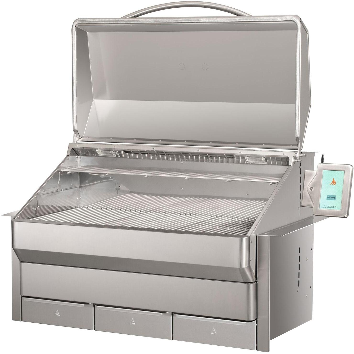 Memphis Grills VGB0002S Elite ITC3 39-Inch Built-In Pellet Grill - Angled View With Hood Open thumbnail