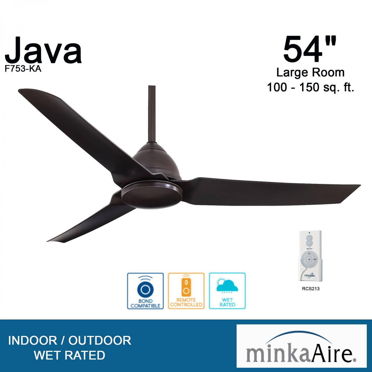 Minka-Aire F753-KA Java 54-Inch 3-Blade Ceiling Fan in Kocoa Finish w/ Kocoa Blades - Overview thumbnail