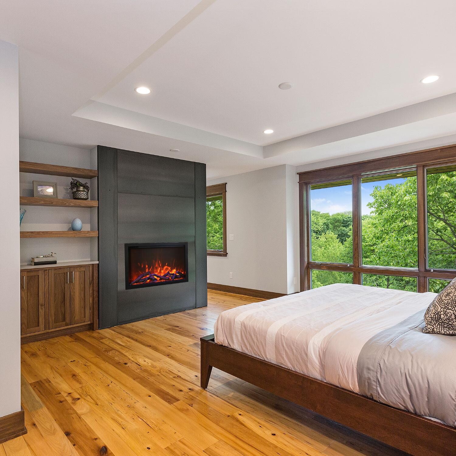 Amantii Traditional Bespoke 38-Inch Built-In Indoor/Outdoor Electric Fireplace W/ Thermostatic Remote, WiFi Capable - Lifestyle thumbnail