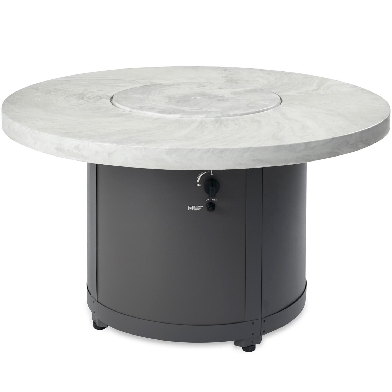 The Outdoor GreatRoom Company Beacon BC-20-WO-NG 48-Inch Round Natural Gas Fire Pit Table with 20-Inch Crystal Fire Burner - Ships As Propane With Conversion Fittings - White Onyx - Shown With Burner Cover thumbnail