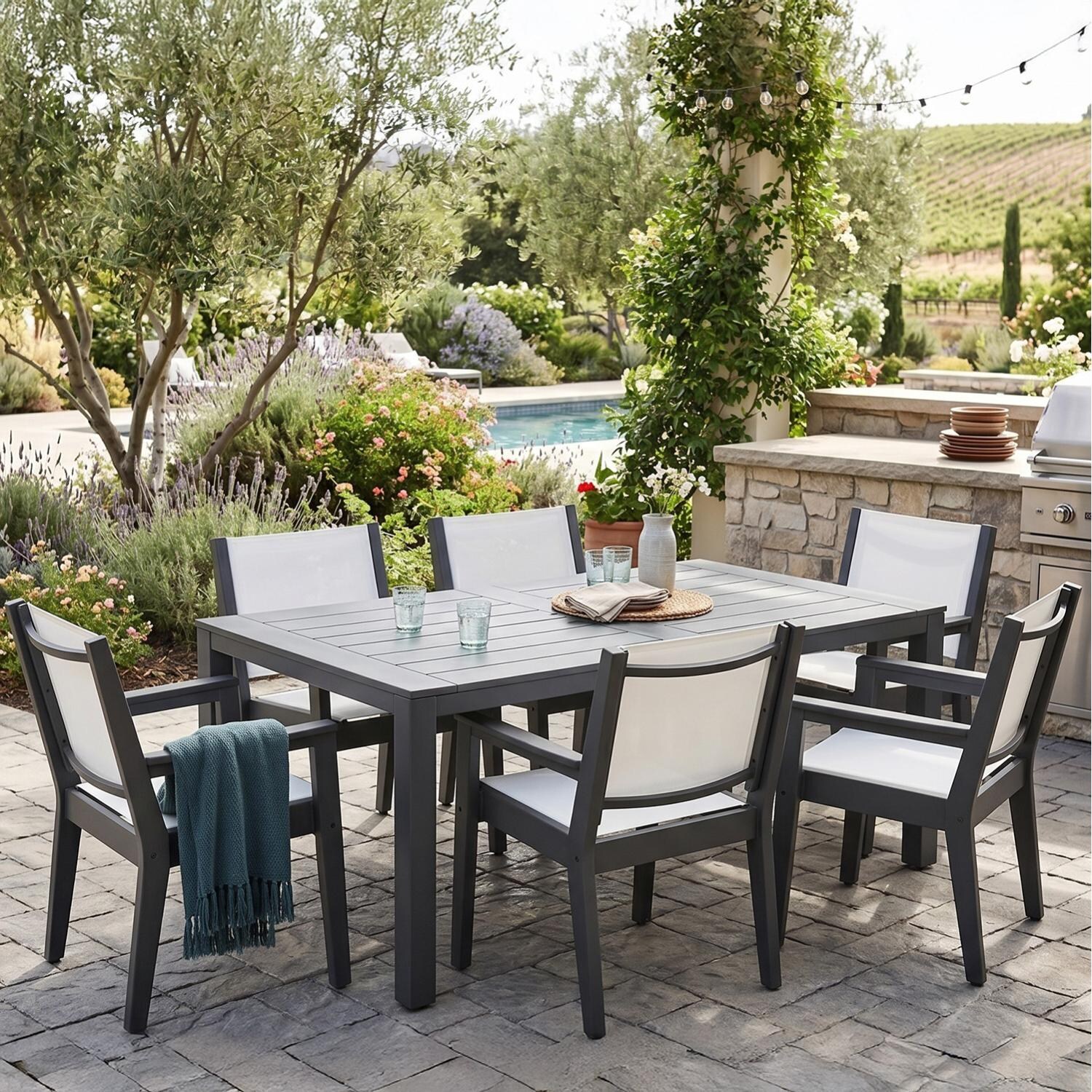 Lakeview Outdoor Designs Everglades 7 Pc Polyresin Dining Set in Gray - Set - Lifestyle thumbnail