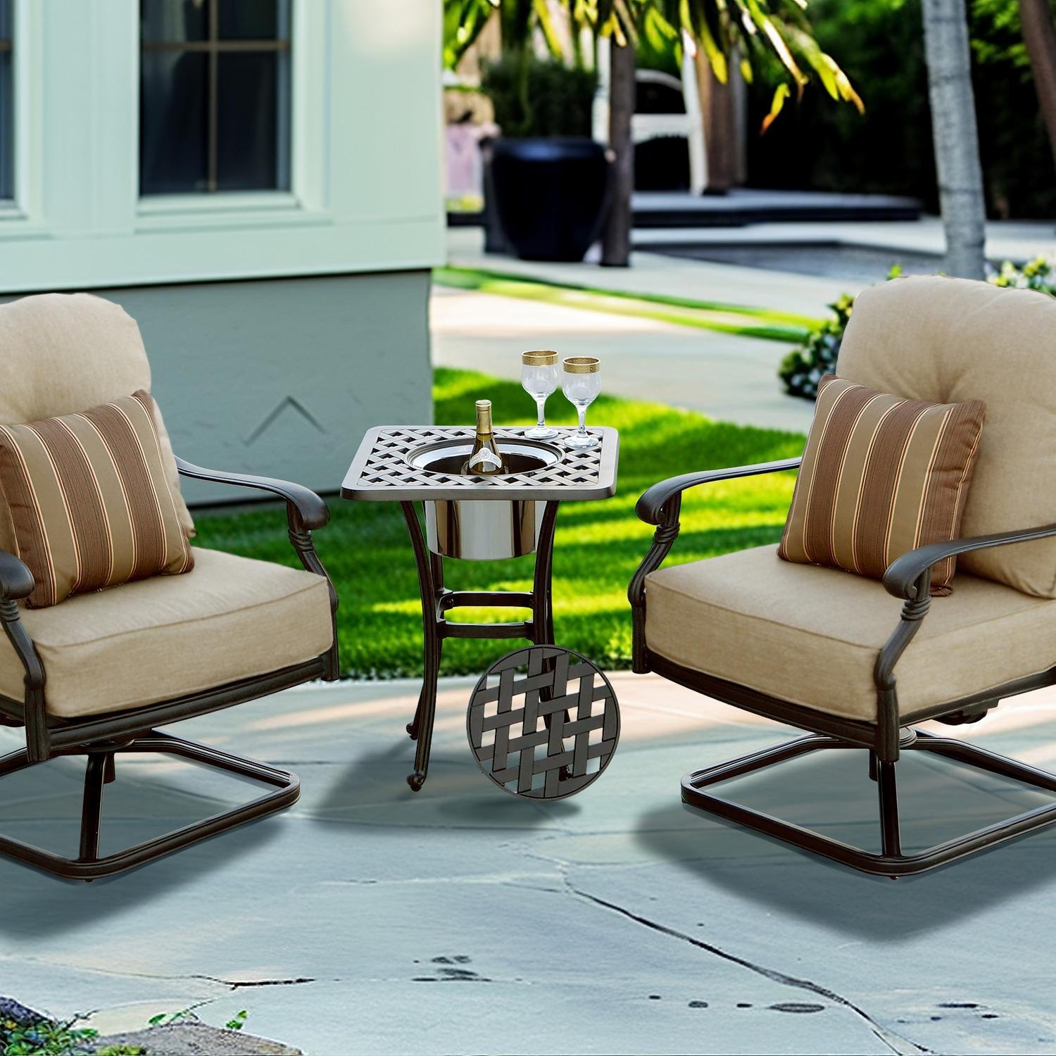 Darlee Santa Monica 3 Pc Cast Aluminum Seating Set