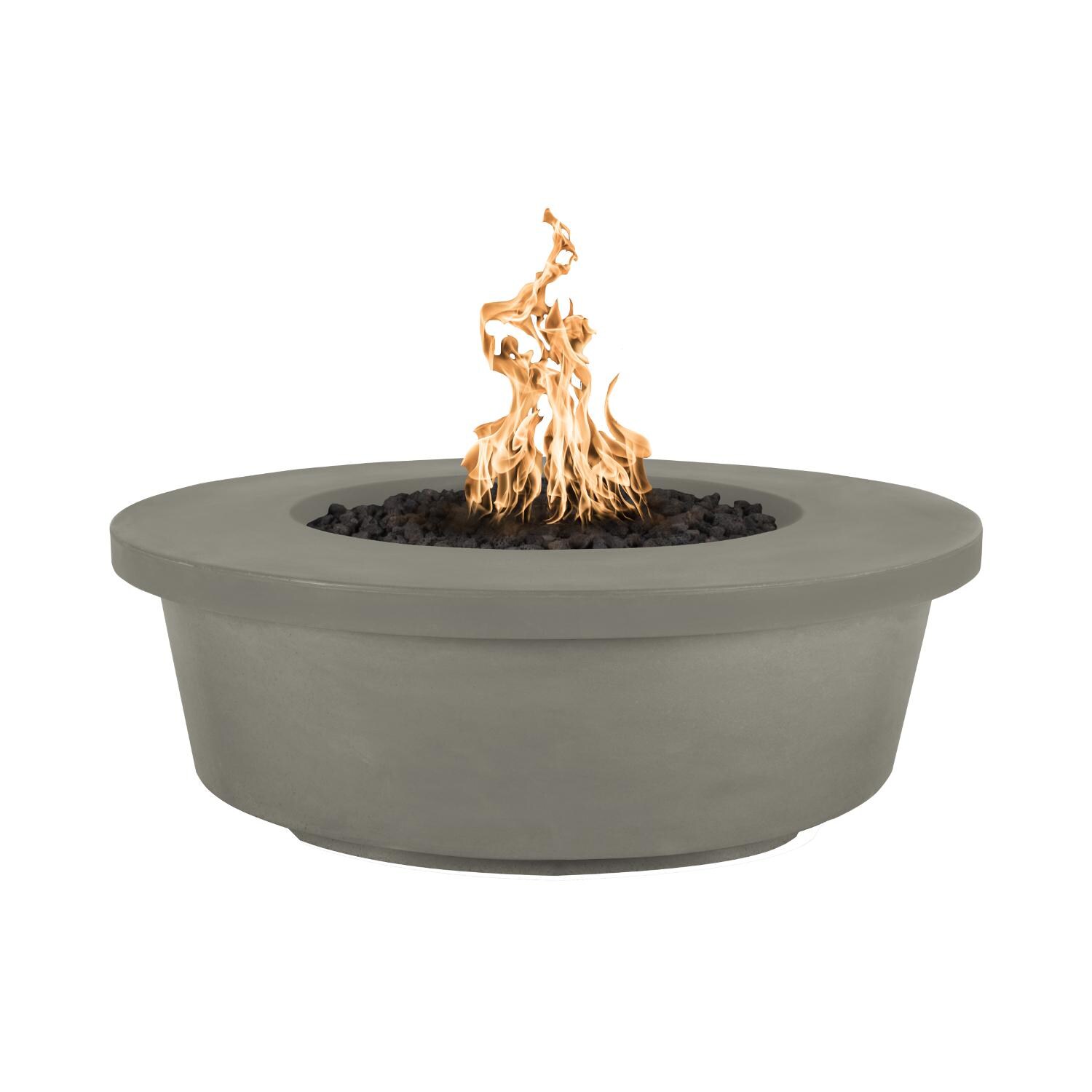 Tempe 48 Inch Round GFRC Propane Fire Pit Table in Ash by The Outdoor Plus