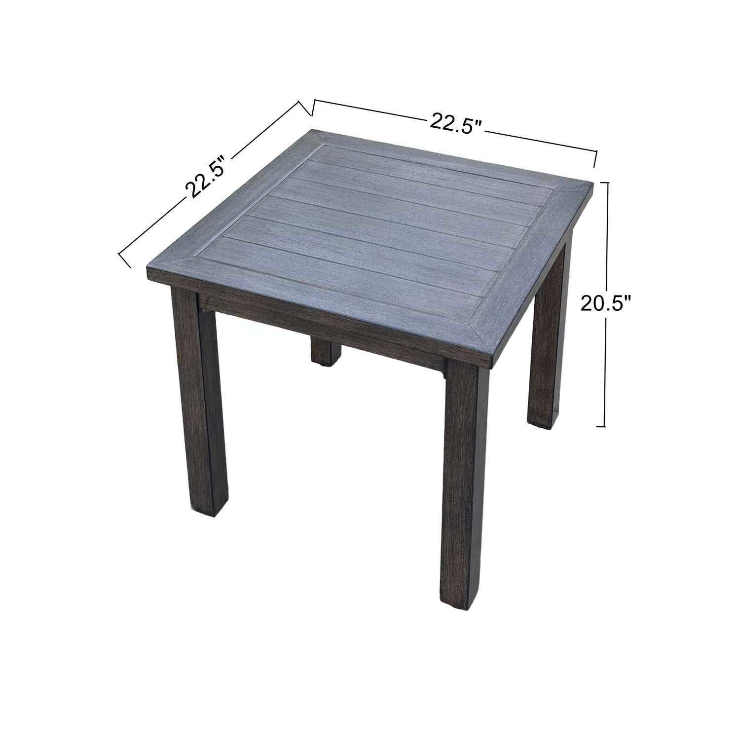 Atlantis 5 Pc Aluminum Seating Set in Walnut/Spa by Darlee - Table - Dimensional thumbnail