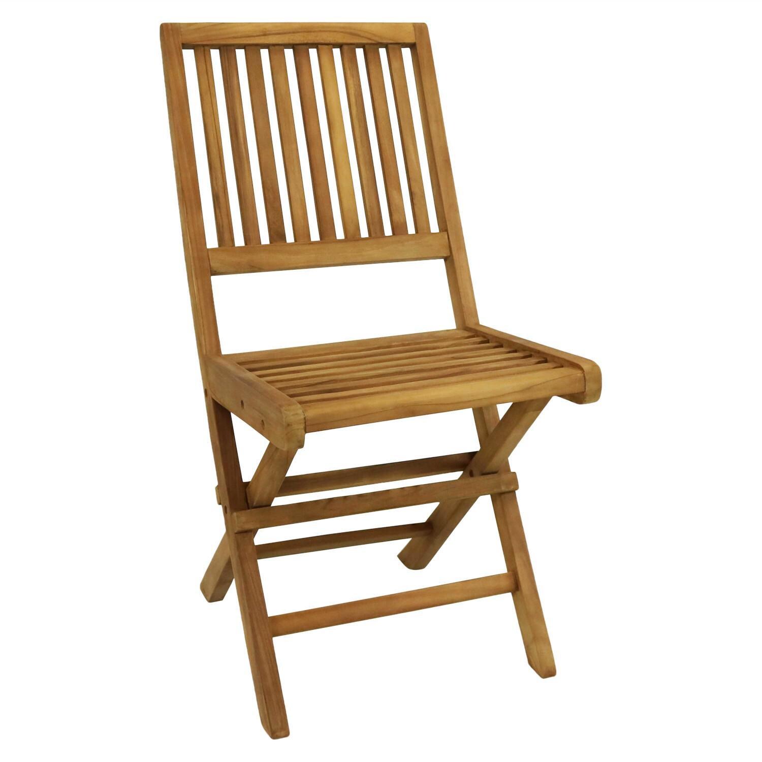 Ultimate Patio Nantasket Teak Outdoor Folding Patio Chair W/ Slat Back