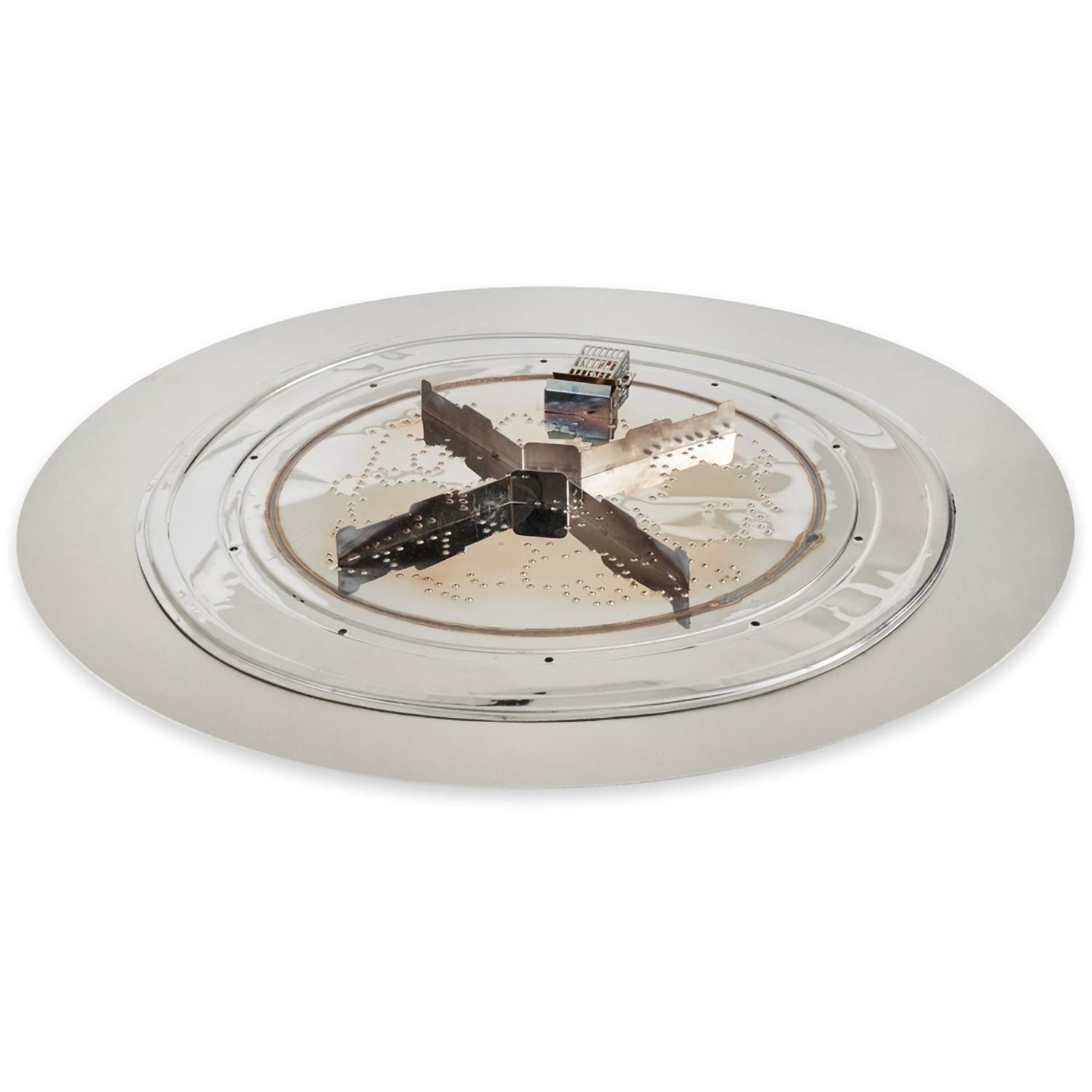 The Outdoor GreatRoom Company Crystal Fire Plus 42 Inch Flat Round 105,000 BTU Propane Fire Pit Burner Kit  - Stainless Steel