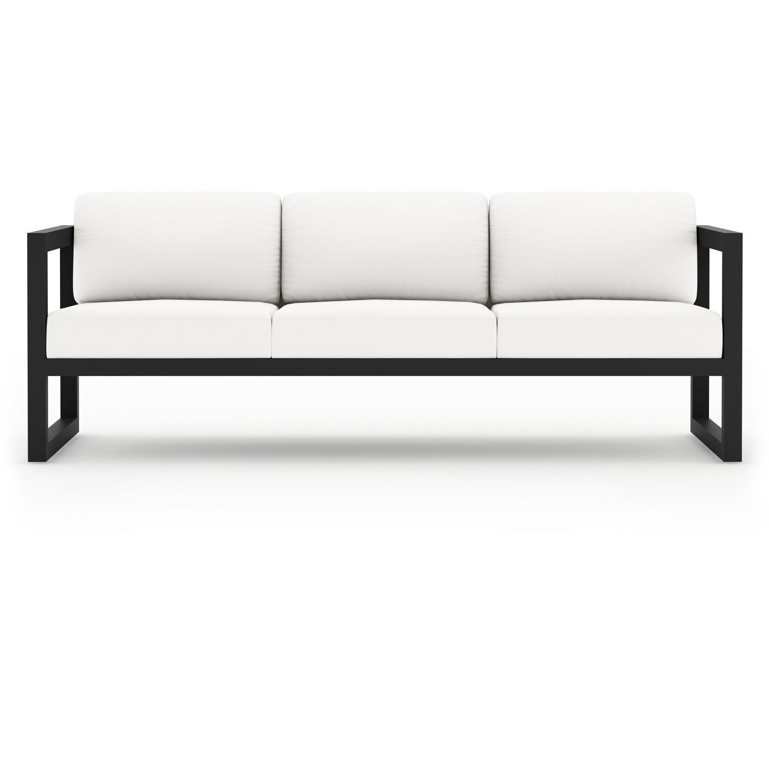 Lakeview MSTYCV-BK-2SS-CN Misty Cove 2 Pc Aluminum Seating Set in Black w/Canvas Natural Cushions by Lakeview Outdoor Designs - Sofa - White Background thumbnail