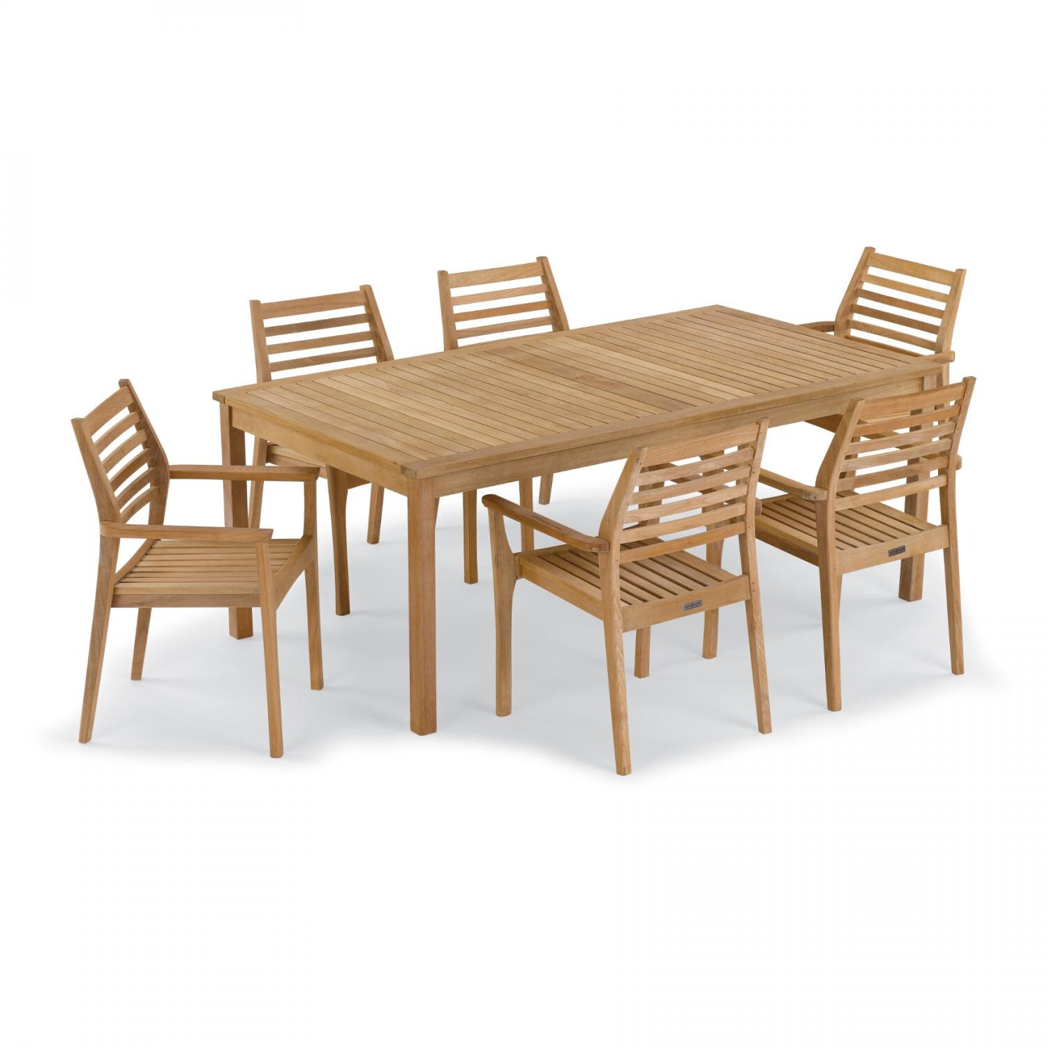 Hampton 7 Piece Natural Shorea Patio Dining Set W/ 76 X 40 Inch Table By Oxford Garden thumbnail