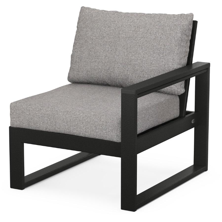 POLYWOOD EDGE 5-Piece Modular Deep Seating Set in Black / Grey Mist - Right Arm Chair