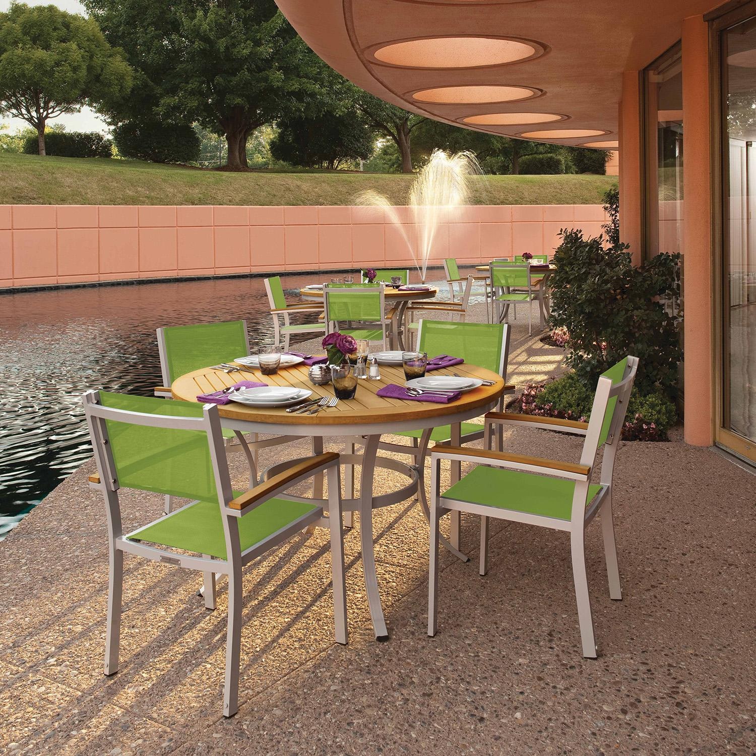 Travira 5 Pc Aluminum Dining Set in Natural Tekwood/ Go Green Sling by Oxford Garden