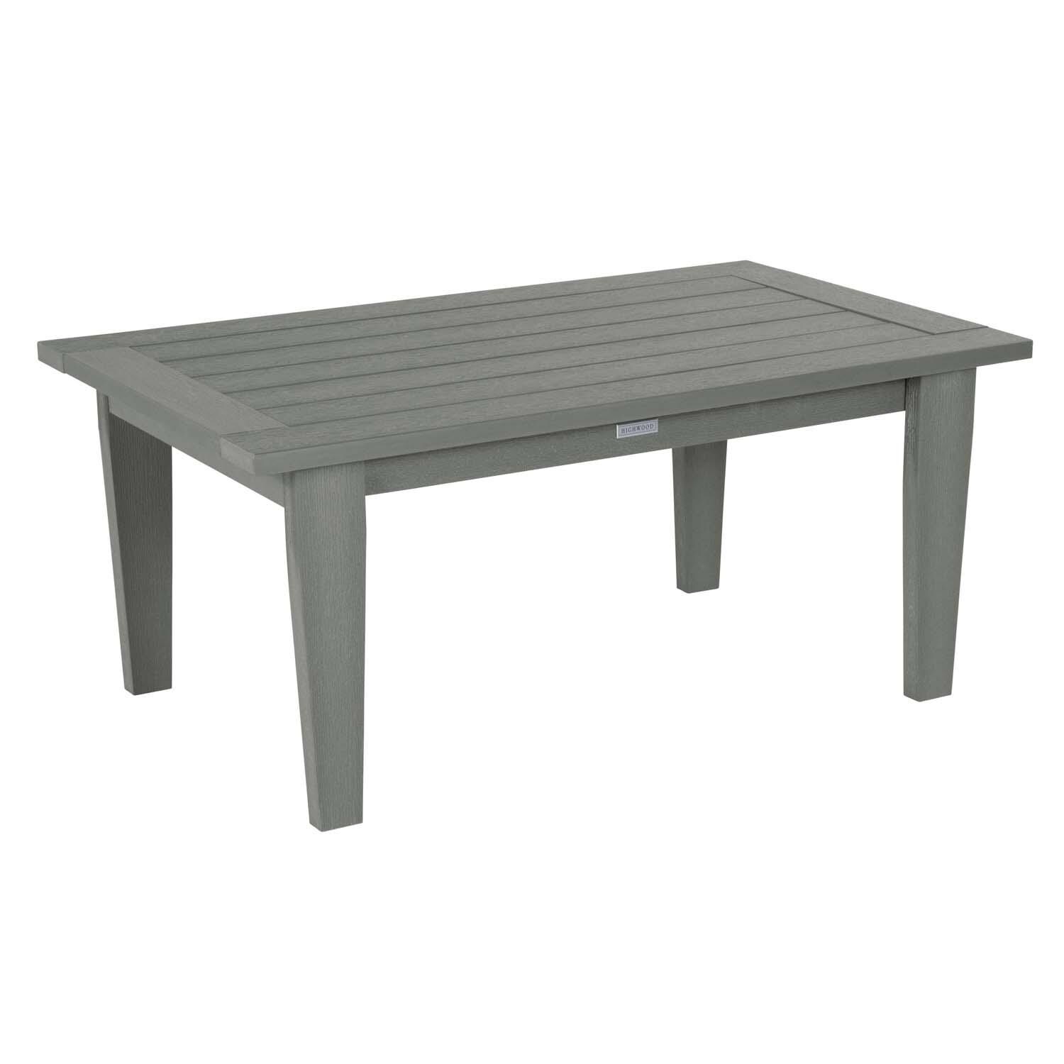 Blushing Bay 6 Pc Recycled Plastic Grand Seating Set in Bliss Dew/Coastal Teak by Lakeview Outdoor Designs - Conversation Table - White Background thumbnail