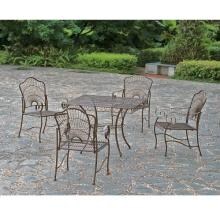 International Caravan Sun Ray 4-Person Wrought Iron Patio Dining Set - Bronze image